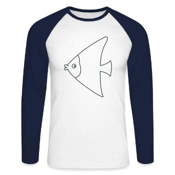 funny cute angel fish - Unisex Long Sleeve Baseball T-Shirt - white/navy - Front - Nik (191cm)