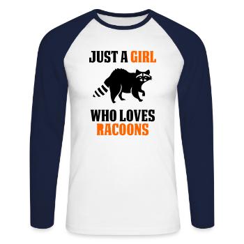NUR EIN MÄDCHEN, DAS WASCHBÄREN LIEBT - Unisex Baseballshirt langarm - Weiß/Navy - Vorne - Nik (191cm)