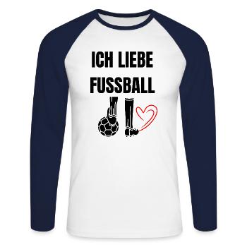 Ich liebe Fußball - Unisex Baseballshirt langarm - Weiß/Navy - Vorne - Nik (191cm)