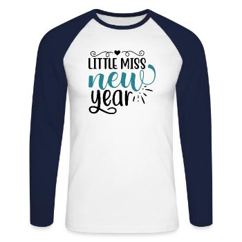 Design Little miss new year - T-shirt baseball manches longues Homme - blanc/marine - Devant - Nik (191cm)