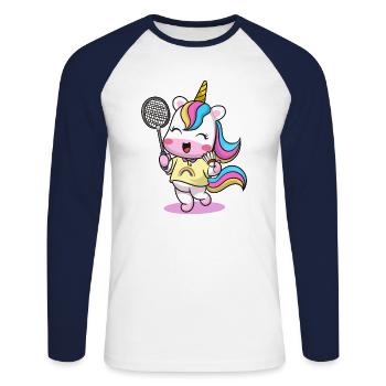 Badminton Player Sport Badminton I Gift - Unisex Long Sleeve Baseball T-Shirt - white/navy - Front - Nik (191cm)