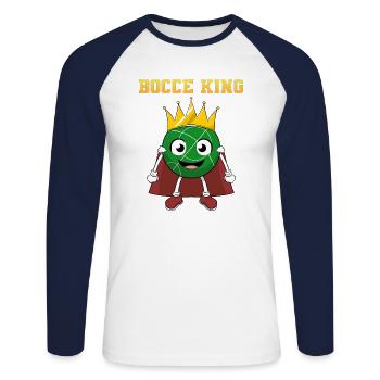 Bocce Bocci Colorful Balls Player I Gift - Unisex Long Sleeve Baseball T-Shirt - white/navy - Front - Nik (191cm)