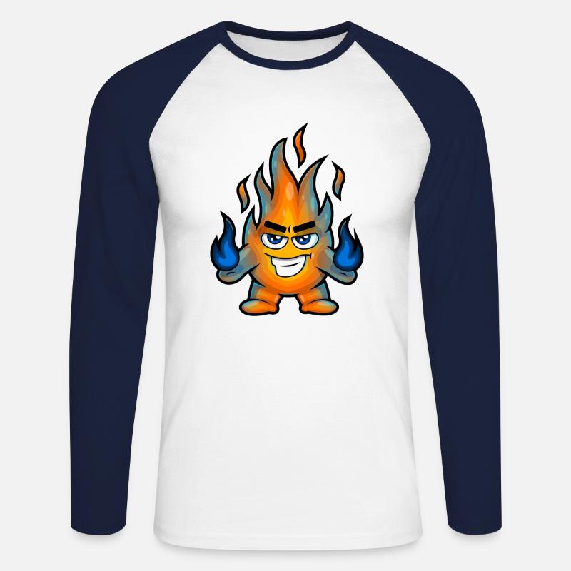 Flame Fire-Bender - Unisex Baseballshirt langarm - Weiß/Navy
