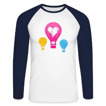 Vol en montgolfière Sky I Gift - T-shirt baseball manches longues Homme - blanc/marine - Devant - Nik (191cm)
