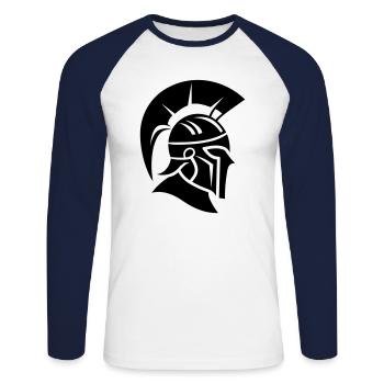 Sparta Spartanischer Krieger - Unisex Baseballshirt langarm - Weiß/Navy - Vorne - Nik (191cm)