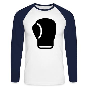 gant de boxe - T-shirt baseball manches longues Homme - blanc/marine - Devant - Nik (191cm)
