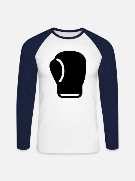 Boxhandschuh - Unisex Baseballshirt langarm - Weiß/Navy
