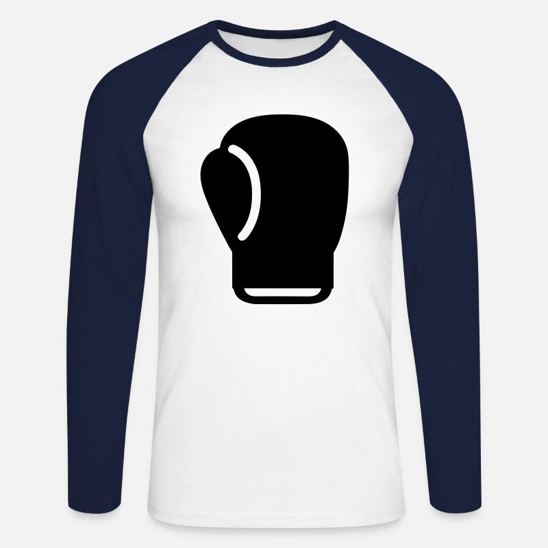 Boxhandschuh - Unisex Baseballshirt langarm - Weiß/Navy