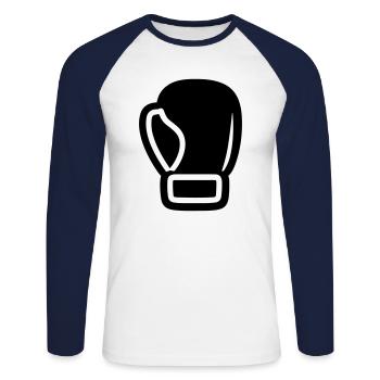 gant de boxe - T-shirt baseball manches longues Homme - blanc/marine - Devant - Nik (191cm)