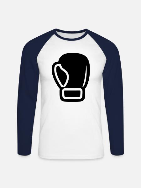 Boxhandschuh - Unisex Baseballshirt langarm - Weiß/Navy
