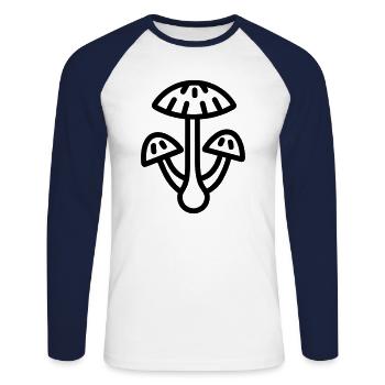 Pilz - Unisex Baseballshirt langarm - Weiß/Navy - Vorne - Nik (191cm)