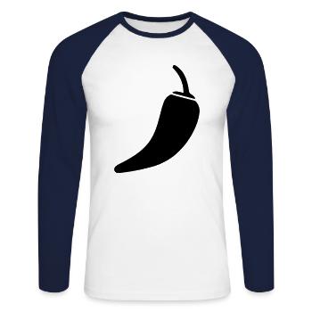 piment - T-shirt baseball manches longues Homme - blanc/marine - Devant - Nik (191cm)