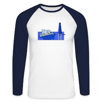 MEER DER GEDANKEN - Unisex Baseballshirt langarm - Weiß/Navy - Vorne - Nik (191cm)