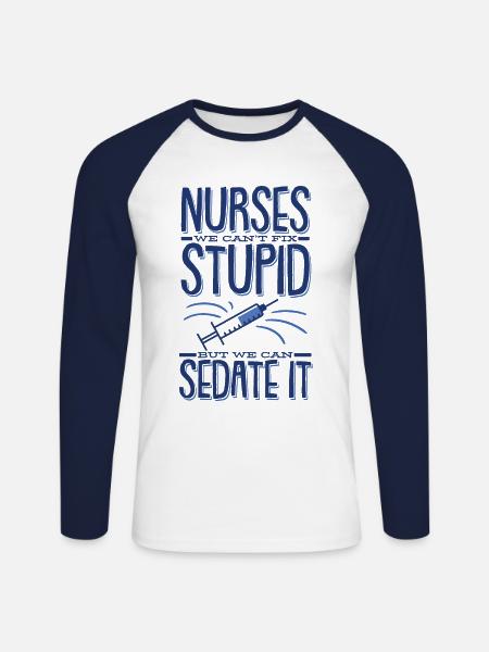 Infirmière infirmière infirmiere - T-shirt baseball manches longues Homme - blanc/marine
