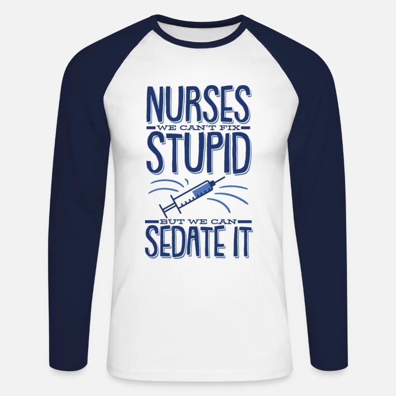 Krankenschwester Krankenpflegerin Pfleger - Unisex Baseballshirt langarm - Weiß/Navy