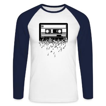 Musik Kassette Retro Vintage 80er 90er Geschenk - Unisex Baseballshirt langarm - Weiß/Navy - Vorne - Nik (191cm)