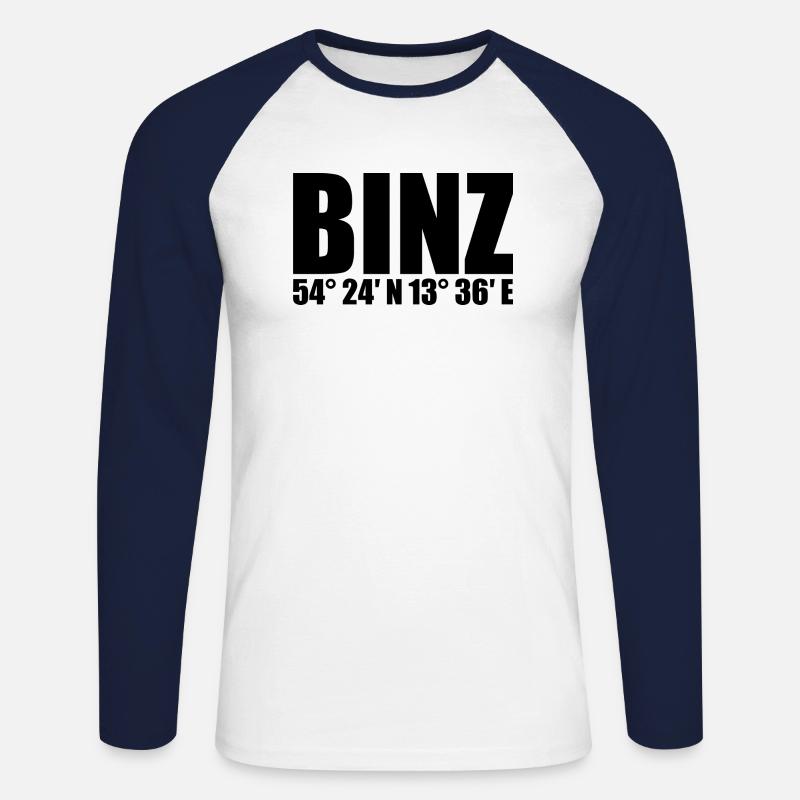Binz Coordinates - Unisex Long Sleeve Baseball T-Shirt - white/navy