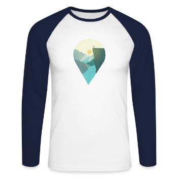 Norwegen Preikestolen Souvenir Geschenk - Unisex Baseballshirt langarm - Weiß/Navy - Vorne - Nik (191cm)