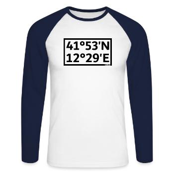 Coordonnées de Rome - T-shirt baseball manches longues Homme - blanc/marine - Devant - Nik (191cm)