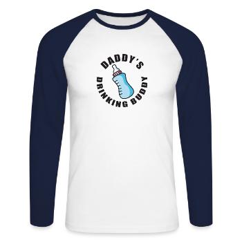 Daddy's drinking buddy - Unisex Long Sleeve Baseball T-Shirt - white/navy - Front - Nik (191cm)
