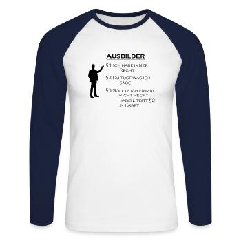 Ausbilder Geschenk - Unisex Baseballshirt langarm - Weiß/Navy - Vorne - Nik (191cm)