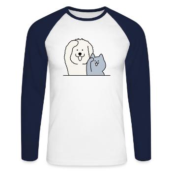 dog and cat - Unisex Long Sleeve Baseball T-Shirt - white/navy - Front - Nik (191cm)