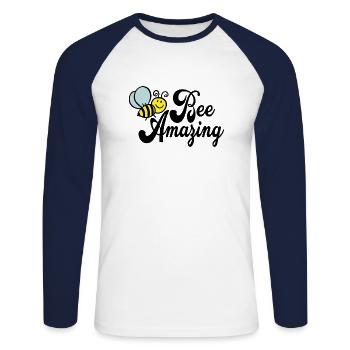 Bee Amazing Bee Animals Beekeeper Beekeeping Gift - Unisex Long Sleeve Baseball T-Shirt - white/navy - Front - Nik (191cm)