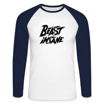 Beast Insane Gym Weight Training Sports Saying - Unisex Long Sleeve Baseball T-Shirt - white/navy - Front - Nik (191cm)