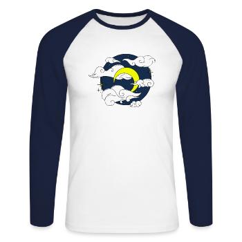 Mond am Sternenhimmel - Unisex Baseballshirt langarm - Weiß/Navy - Vorne - Nik (191cm)
