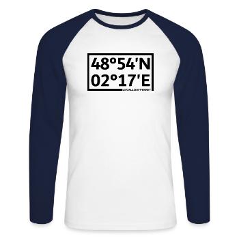 Levallois-Perret coordinates - Unisex Long Sleeve Baseball T-Shirt - white/navy - Front - Nik (191cm)