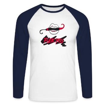 Va te faire foutre - T-shirt baseball manches longues Homme - blanc/marine - Devant - Nik (191cm)