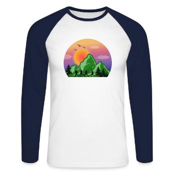 Trail Runner Running Joggen Jogger I Geschenk - Unisex Baseballshirt langarm - Weiß/Navy - Vorne - Nik (191cm)