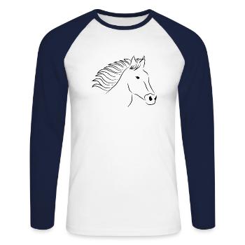 Horse horse head black - Unisex Long Sleeve Baseball T-Shirt - white/navy - Front - Nik (191cm)