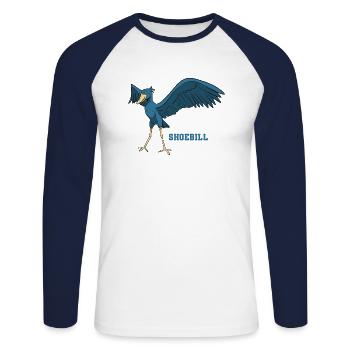 Bec-de-chaussure Ornithologue Forêt I Cadeau - T-shirt baseball manches longues Homme - blanc/marine - Devant - Nik (191cm)