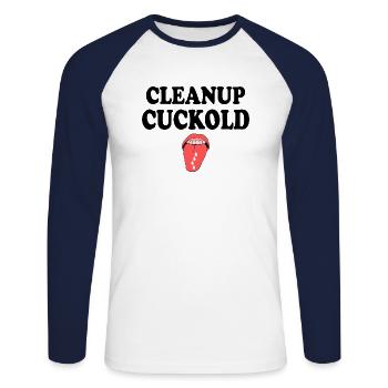 cuckold - Unisex Baseballshirt langarm - Weiß/Navy - Vorne - Nik (191cm)