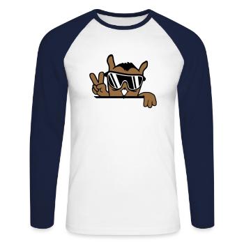 Coole Eule Peace Handzeichen Victory Sonnenbrille - Unisex Baseballshirt langarm - Weiß/Navy - Vorne - Nik (191cm)