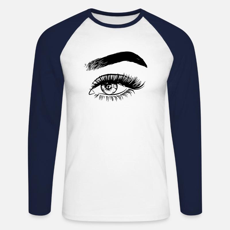 Auge rechts Geschenk Geschenkidee - Unisex Baseballshirt langarm - Weiß/Navy