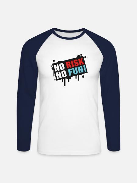 No Risk - No Fun! - Unisex Long Sleeve Baseball T-Shirt - white/navy