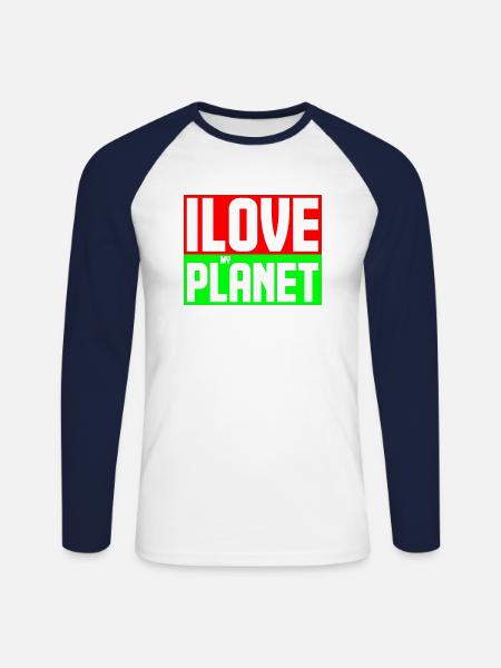 Ich liebe meinen Planeten - Unisex Baseballshirt langarm - Weiß/Navy