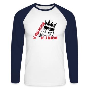 The real of the cat house - Unisex Long Sleeve Baseball T-Shirt - white/navy - Front - Nik (191cm)