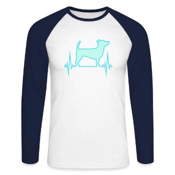 Dog Pulse Heartbeat Frequency ECG Cool Pet - Unisex Long Sleeve Baseball T-Shirt - white/navy - Front - Nik (191cm)