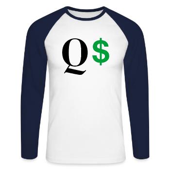 Lettre q dollar - T-shirt baseball manches longues Homme - blanc/marine - Devant - Nik (191cm)