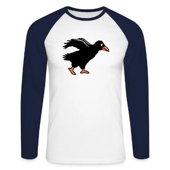 Corbeau oiseau marche corbeau course rapide course drôle - T-shirt baseball manches longues Homme - blanc/marine - Devant - Nik (191cm)