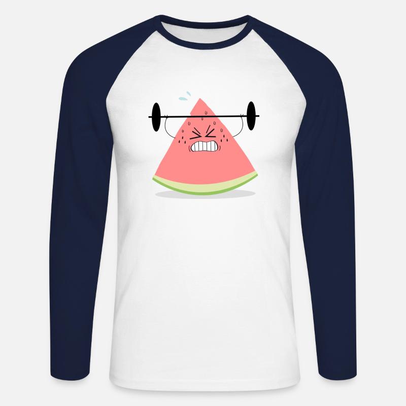 Wassermelone - Unisex Baseballshirt langarm - Weiß/Navy