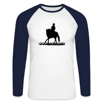 Cheval - T-shirt baseball manches longues Homme - blanc/marine - Devant - Nik (191cm)