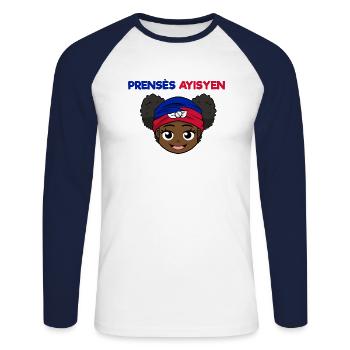 Haiti Haitian Flag Woman Princess I Gift - Unisex Long Sleeve Baseball T-Shirt - white/navy - Front - Nik (191cm)