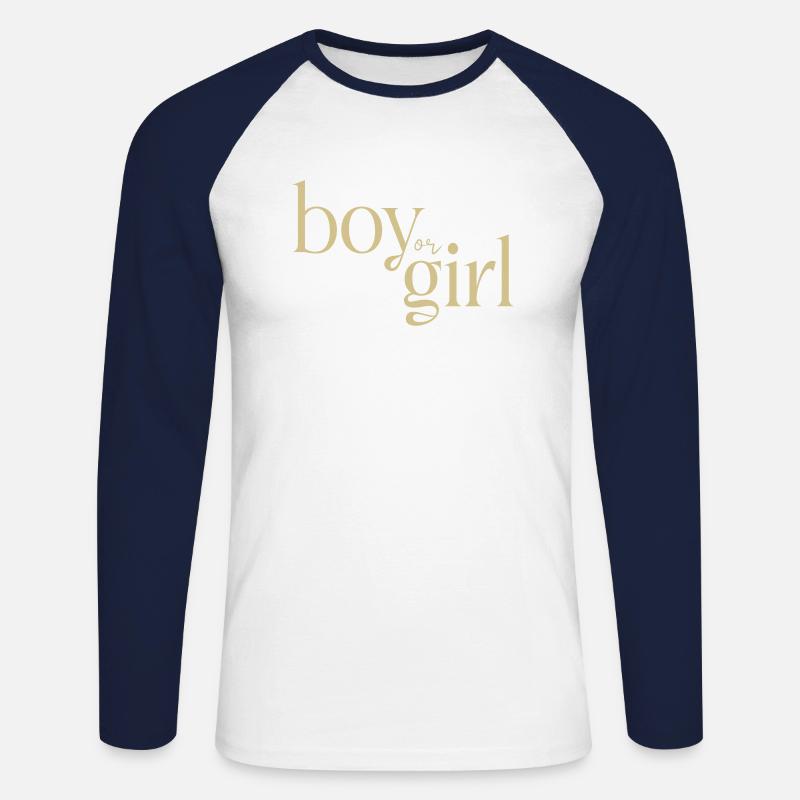 Junge oder Mädchen - Unisex Baseballshirt langarm - Weiß/Navy