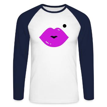 Lips with mole - Unisex Long Sleeve Baseball T-Shirt - white/navy - Front - Nik (191cm)