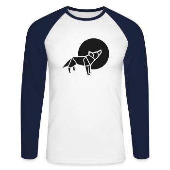 black wolf origami - Unisex Long Sleeve Baseball T-Shirt - white/navy - Front - Nik (191cm)