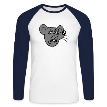 Mouse exhausted sad desperately tired suffering sweet - Unisex Long Sleeve Baseball T-Shirt - white/navy - Front - Nik (191cm)